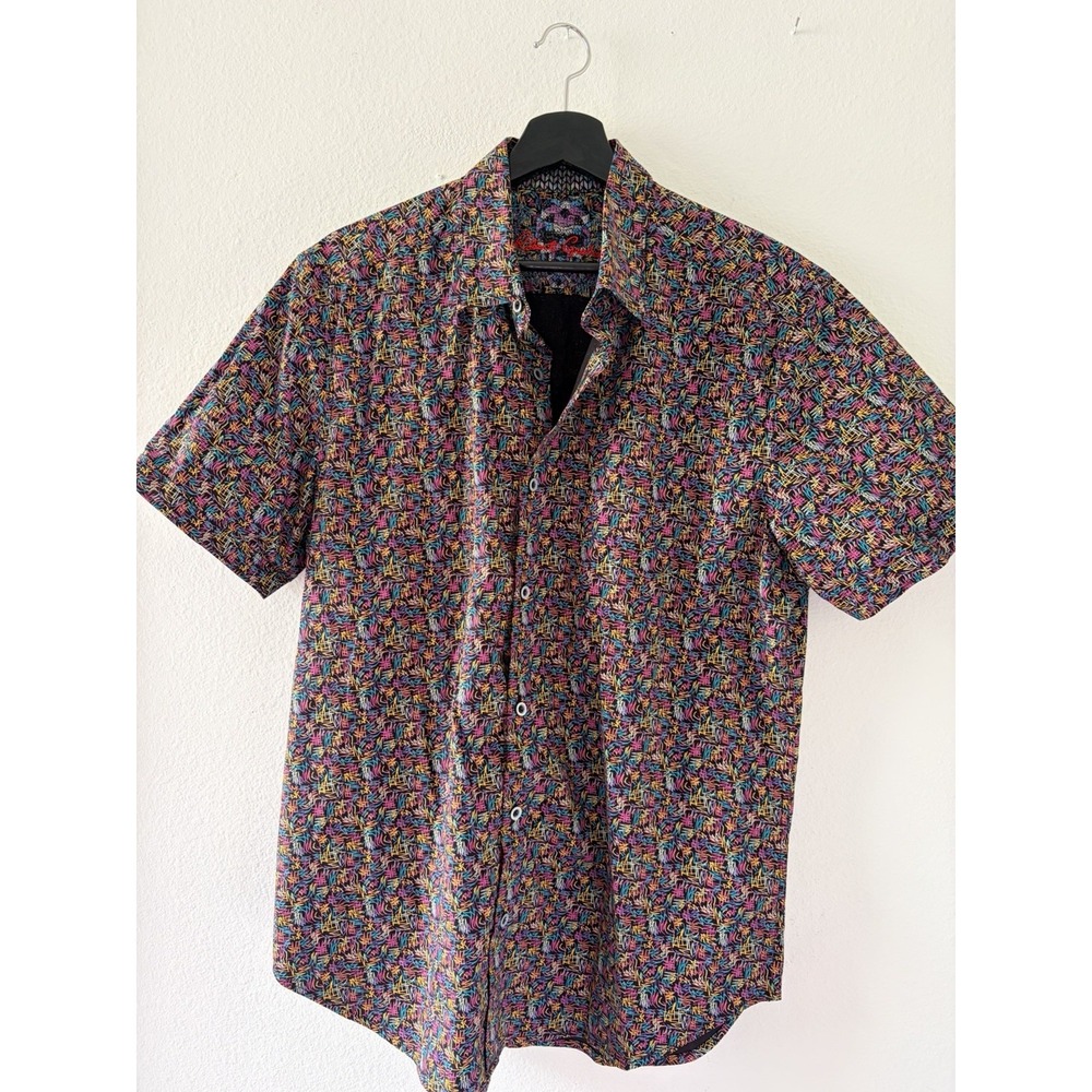 Robert Graham Mens Button Down Shirt Large Multicolor Abstract Print Classic Fit